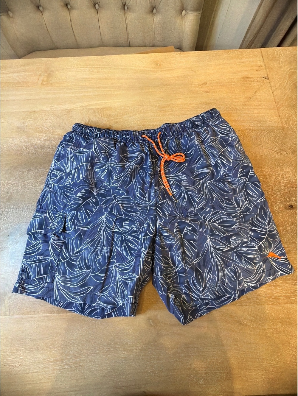 Tommy Bahama Men's Naples Swim Trunks Navy Blue Orange Marlin Medium M 34"